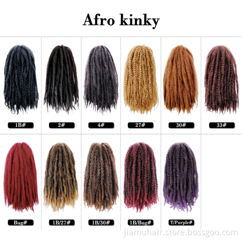 18 inch Afro Kinky Curly Crochet Hair Braids Wholesale synthetic ombre marley hair braid marley braids